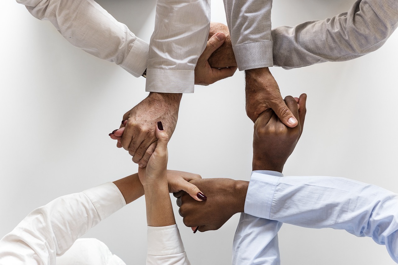 diverse team launching blockchain project